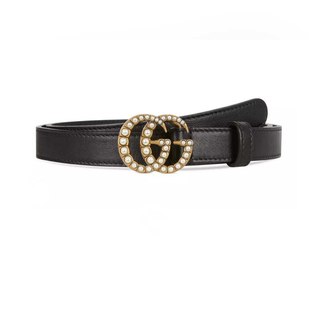 GUCCI Authentic Marmont Double G Thin Belt with Pearls Size 85 34 - Picture 13 of 14